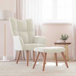 vidaXL Poltrona Relax con Poggiapiedi Bianco Crema in Velluto