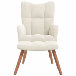 vidaXL Poltrona Relax con Poggiapiedi Bianco Crema in Velluto - Vista aggiuntiva 3