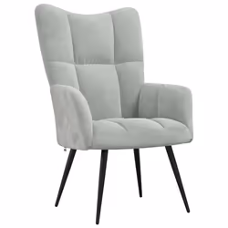 vidaXL Sedia Relax Grigio Chiaro in Velluto - Vista aggiuntiva 2