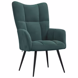 vidaXL Sedia Relax Verde Scuro in Velluto - Vista aggiuntiva 2
