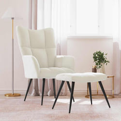 vidaXL Poltrona Relax con Poggiapiedi Bianco Crema in Velluto
