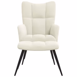 vidaXL Poltrona Relax con Poggiapiedi Bianco Crema in Velluto - Vista aggiuntiva 3