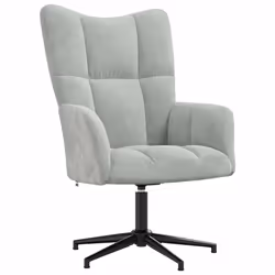 vidaXL Sedia Relax Grigio Chiaro in Velluto - Vista aggiuntiva 2