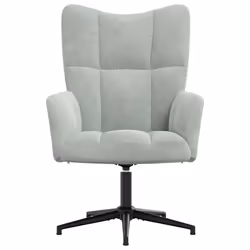 vidaXL Sedia Relax Grigio Chiaro in Velluto - Vista aggiuntiva 3