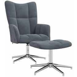 Vidaxl - Sedia Relax con Poggiapiedi Grigio Scuro in Velluto