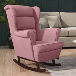 Vidaxl - Sedia a Dondolo con Gambe in Massello di Hevea Rosa in Velluto 62578