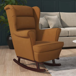 Vidaxl - Sedia a Dondolo con Gambe in Massello di Hevea Marrone Velluto 50205
