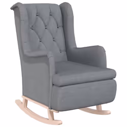 Poltrona Gambe a Dondolo Legno di Hevea Grigio Chiaro Tessutocod mxl 119360