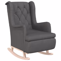 vidaXL Poltrona Gambe a Dondolo Legno di Hevea Grigio Scuro in Tessuto - Vista aggiuntiva 2