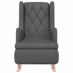 vidaXL Poltrona Gambe a Dondolo Legno di Hevea Grigio Scuro in Tessuto - Vista aggiuntiva 3