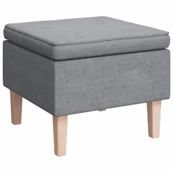 vidaXL Poggiapiedi con Gambe in Legno Grigio Chiaro in Tessuto - Vista aggiuntiva 2