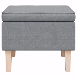 vidaXL Poggiapiedi con Gambe in Legno Grigio Chiaro in Tessuto - Vista aggiuntiva 3