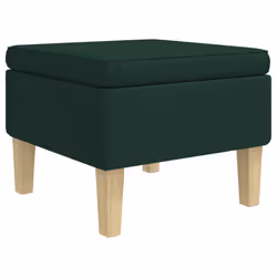 vidaXL Poggiapiedi con Gambe in Legno Verde Scuro in Tessuto - Vista aggiuntiva 2