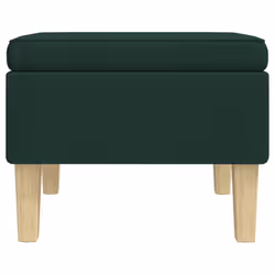 vidaXL Poggiapiedi con Gambe in Legno Verde Scuro in Tessuto - Vista aggiuntiva 3
