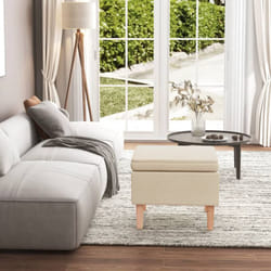 Vidaxl - Poggiapiedi con Gambe in Legno Crema in Tessuto 20120