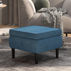 Vidaxl - Poggiapiedi con Gambe in Legno Blu in Velluto 69135