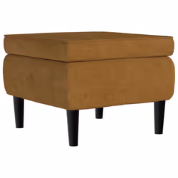 vidaXL Poggiapiedi con Gambe in Legno Marrone in Velluto - Vista aggiuntiva 2