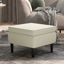 vidaXL Sgabello con gambe in legno color crema e velluto