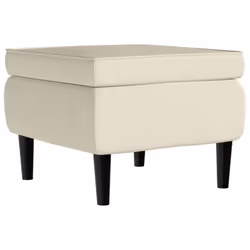 vidaXL Sgabello con gambe in legno color crema e velluto - Vista aggiuntiva 2