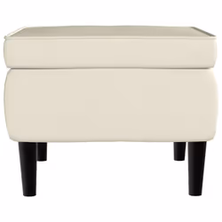 vidaXL Sgabello con gambe in legno color crema e velluto - Vista aggiuntiva 3