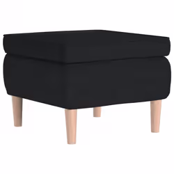 vidaXL Poggiapiedi con Gambe in Legno Nero in Tessuto - Vista aggiuntiva 2