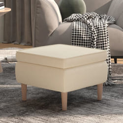 Vidaxl - Poggiapiedi con Gambe in Legno Crema in Tessuto 29239