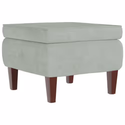 vidaXL Poggiapiedi con Gambe in Legno Grigio Chiaro in Velluto - Vista aggiuntiva 2