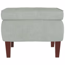 vidaXL Poggiapiedi con Gambe in Legno Grigio Chiaro in Velluto - Vista aggiuntiva 3