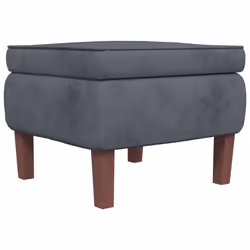 vidaXL Poggiapiedi con Gambe in Legno Grigio Scuro in Velluto - Vista aggiuntiva 2