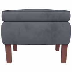 vidaXL Poggiapiedi con Gambe in Legno Grigio Scuro in Velluto - Vista aggiuntiva 3