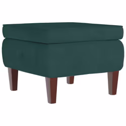 vidaXL Poggiapiedi con Gambe in Legno Verde Scuro in Velluto - Vista aggiuntiva 2