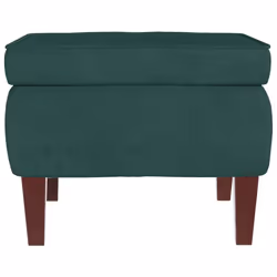 vidaXL Poggiapiedi con Gambe in Legno Verde Scuro in Velluto - Vista aggiuntiva 3