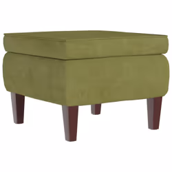 vidaXL Poggiapiedi con Gambe in Legno Verde Chiaro in Velluto - Vista aggiuntiva 2