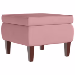 vidaXL Poggiapiedi con Gambe in Legno Rosa in Velluto - Vista aggiuntiva 2