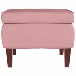 vidaXL Poggiapiedi con Gambe in Legno Rosa in Velluto - Vista aggiuntiva 3