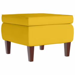 vidaXL Poggiapiedi con Gambe in Legno Giallo in Velluto - Vista aggiuntiva 2