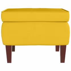 vidaXL Poggiapiedi con Gambe in Legno Giallo in Velluto - Vista aggiuntiva 3