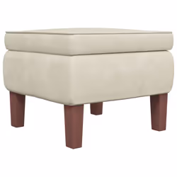 vidaXL Poggiapiedi con Gambe in Legno Crema in Velluto - Vista aggiuntiva 2