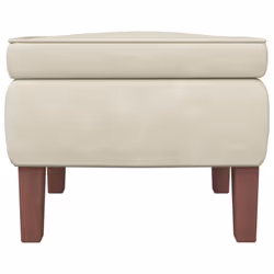 vidaXL Poggiapiedi con Gambe in Legno Crema in Velluto - Vista aggiuntiva 3