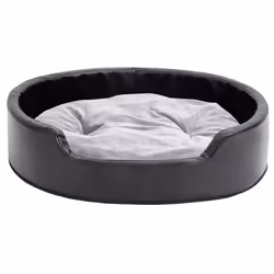 vidaXL Lettino per Cani Nero e Grigio 79x70x19 cm Peluche e Similpelle - Vista aggiuntiva 3