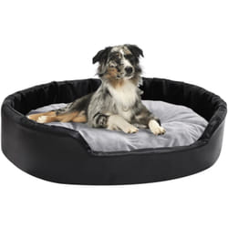 Lettino per Cani, Brandina per Cani Nero e Grigio 90x79x20 cm Peluche e Similpelle Vidaxl