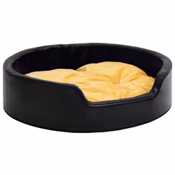 vidaXL Lettino per Cani Nero e Giallo 99x89x21 cm Peluche e Similpelle - Vista aggiuntiva 2