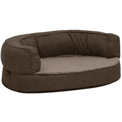Materasso Ergonomico per Cani 60x42cm Pile Effetto Lino Marrone Vidaxl