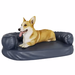 vidaXL Letto Cani Ergonomico Gommapiuma Blu Scuro 88x65 cm Similpelle - Vista aggiuntiva 3