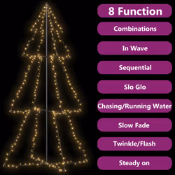 vidaXL Albero di Natale a Cono 300 LED per Interni Esterni 120x220 cm - Vista aggiuntiva 3