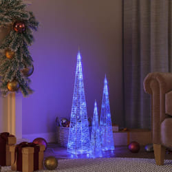 Vidaxl - Set Coni Decorazione Natalizia, Luce led Decorativi Acrilici Blu 30/45/60cm 3376