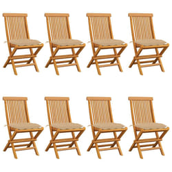 VidaXL 3072935 sedia da esterno Terrazzo Seduta imbottita Teak Beige