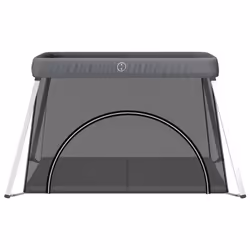 vidaXL Box per Bambini con Materasso Grigio Scuro Tessuto di Lino - Vista aggiuntiva 3