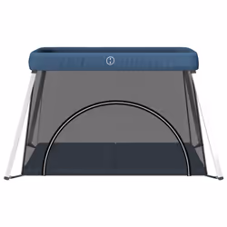 vidaXL Box per Bambini con Materasso Blu Marino Tessuto di Lino - Vista aggiuntiva 3