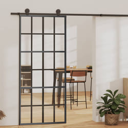 Porta Scorrevole in Vetro ESG e Alluminio 90x205 cm Neracod mxl 103267